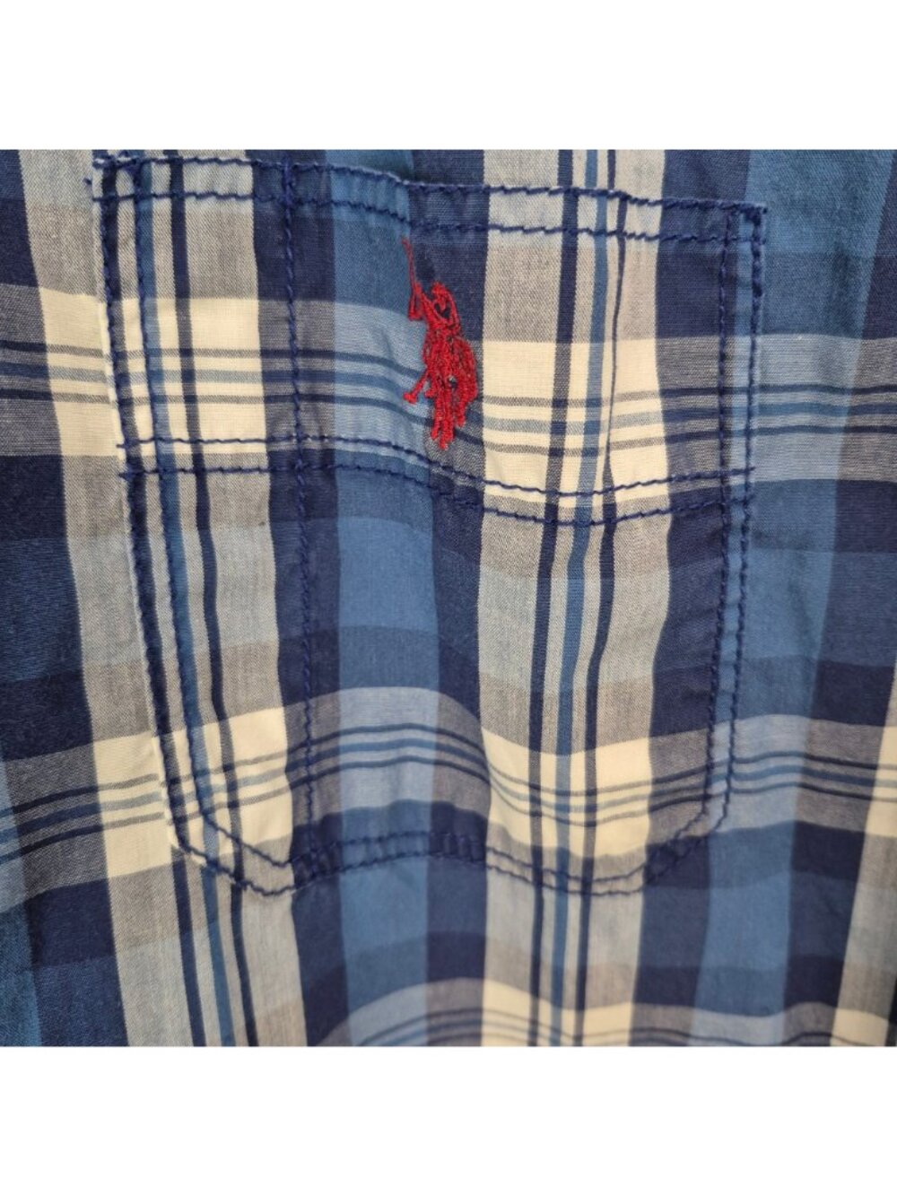 U.S. Polo Assn. Men's Blue Plaid Button-Down Long-Sleeve Shirt Size xL - Picture 3 of 6